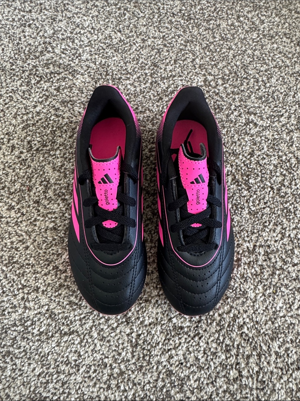 NWOT Adidas Kids Goletto Black & Hot Pink Soccer Cleats